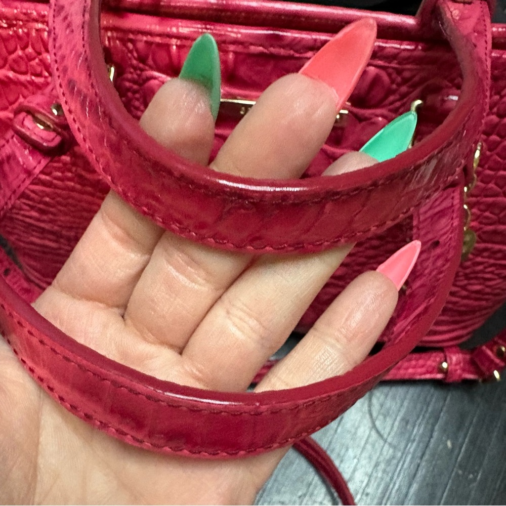 Brahmin Rich Rouge Pink Embossed Tote-Carryall—EUC - Picture 11 of 15